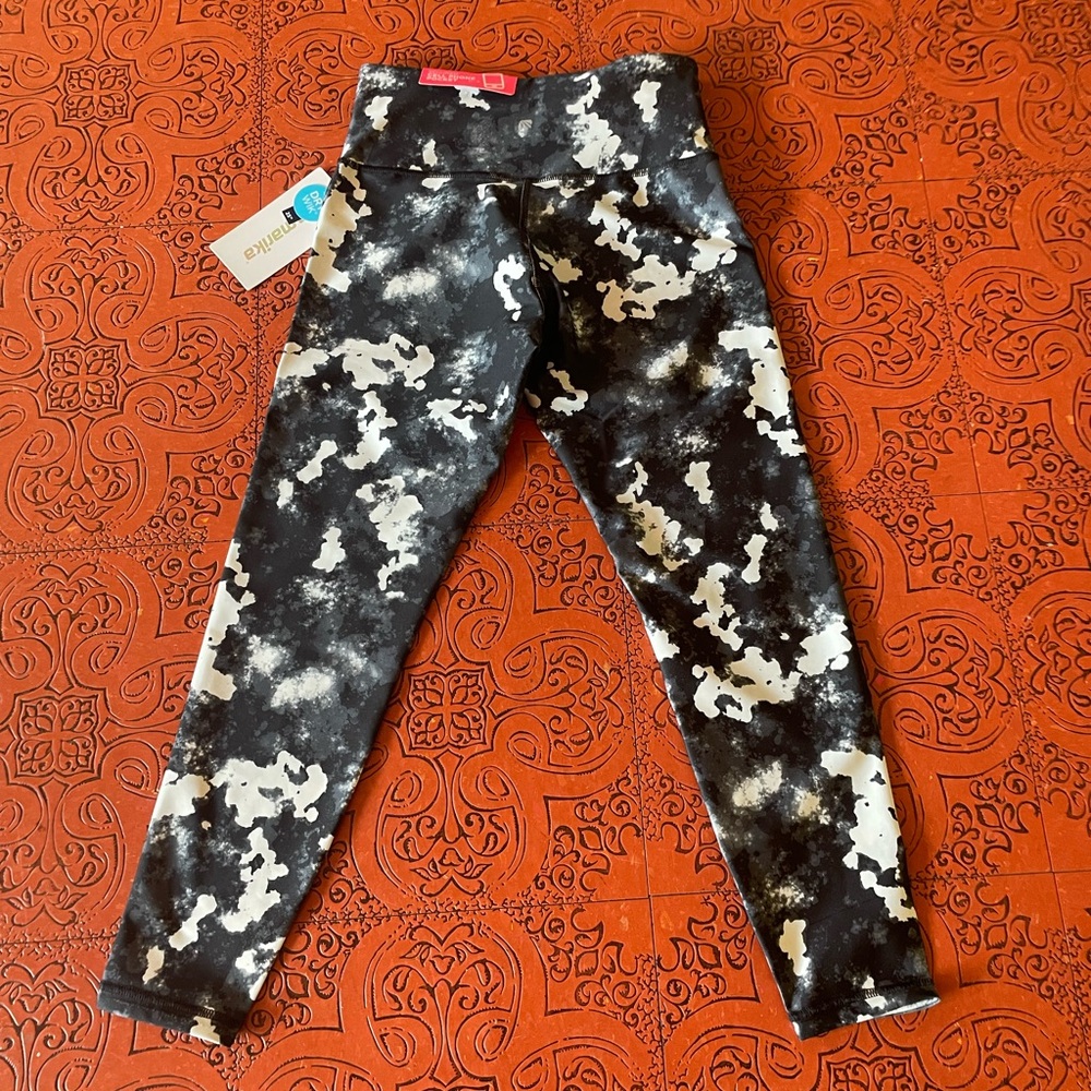 NWT Marika Leggings Women Ink Dip Black White Marble Camo 25inch Quick Dry M